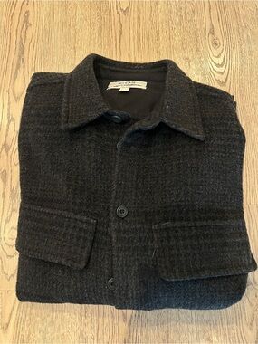 COS | Men's Charcoal Textured Wool Button-Up Jacket
